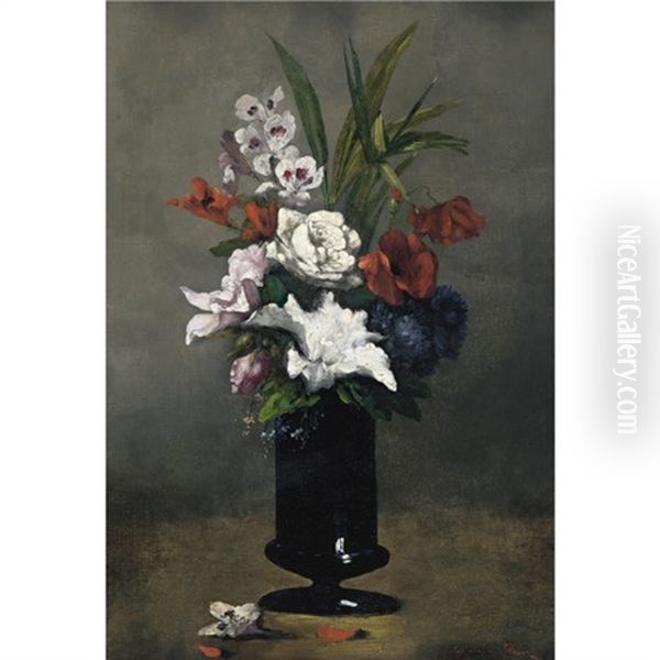 Flowers In A Blue Vase - view 1