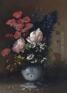 Bouquet De Fleurs Dans Une Jardiniere En Faience by Germain Theodure Clement Ribot