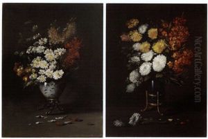 Still Lifes With Assorted Flowers (pair) by Germain Theodure Clement Ribot