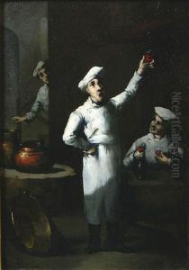 Chefs Tasting Wine by Germain Theodure Clement Ribot