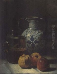 Still Life With Apples, Blue Jug And Silver Topped Mug Still Life With Apples, Blue Jug And Silver Topped Mug