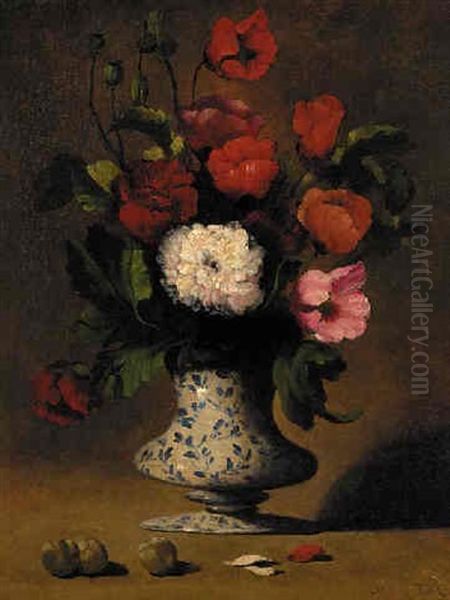 Flowers In A Blue And White Vase - view 1