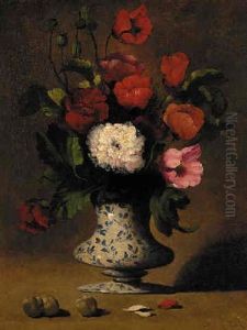Flowers In A Blue And White Vase Flowers In A Blue And White Vase