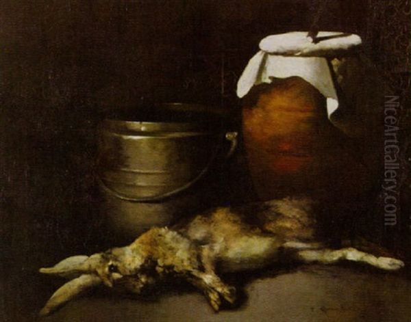 Nature Morte: Lievre, Pot En Gres En Cuivre - view 1
