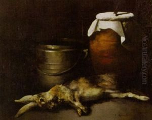 Nature Morte: Lievre, Pot En Gres En Cuivre Nature Morte: Lievre, Pot En Gres En Cuivre