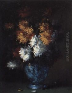 Stilleben Med Blommor I Vas by Germain Theodure Clement Ribot
