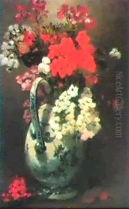 Geraniums In A Jug by Germain Theodure Clement Ribot