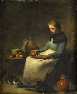 Flicka Med Apelsiner by Theodule Augustine Ribot