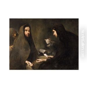 La Tireuse De Cartes by Theodule Augustine Ribot