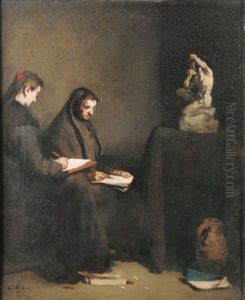 La Lecon De Dessin by Theodule Augustine Ribot