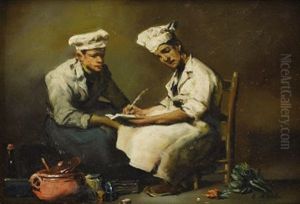 Two Chefs by Theodule Augustine Ribot