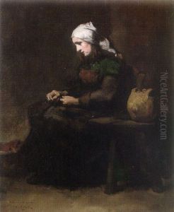 The Clothes Mender by Theodule Augustine Ribot