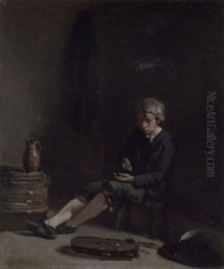 The Tambourine Player by Theodule Augustine Ribot
