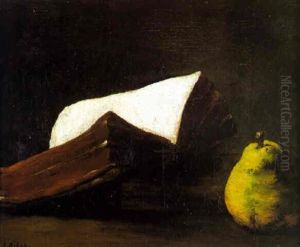 Nature Morte Au Livre Et A La Poire by Theodule Augustine Ribot