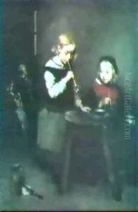 Blowing Bubbles by Theodule Augustine Ribot