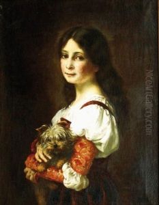 Jeune Fille Au Chien by Gustave Ricard