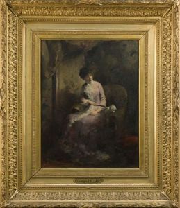 Portrait D'une Dame A L'eventail by Georges Ricard-Cordingley