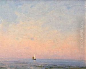 Petit Voilier En Pleine Mer Bleue