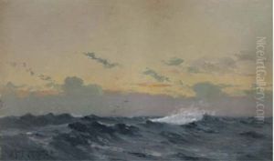 Waves At Sunset by Georges Ricard-Cordingley