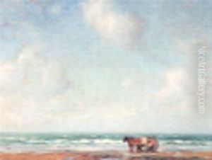 Chevaux Sur La Plage by Georges Ricard-Cordingley