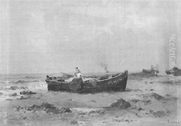 Meeresstrand Mit Fischerbooten - view 1