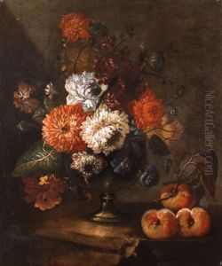 Stillleben Mit Blumenvase Und Obst by Pietro Ricchi