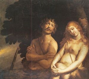 Adam Et Eve Apres Le Peche Originel by Pietro Ricchi