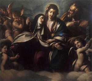 La Vierge, Saint Joseph, Sainte Claire, Entoures D'anges
