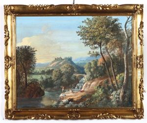 Paesaggio Con Armenti Paesaggio Con Ponte Romano (pair)