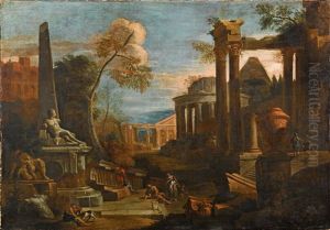 Landscape With Classical Ruins And Figures by Marco Ricci