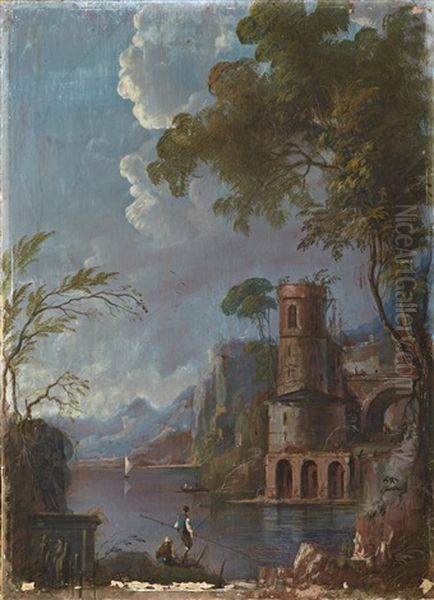 A River Landscape With Anglers - view 1