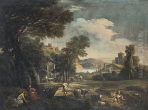 Paesaggio Fluviale Con Viandanti E Armenti