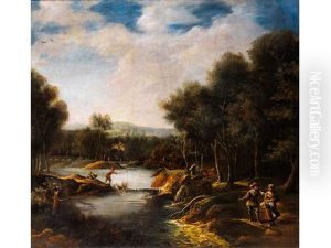 Venedig Landschaft Mit Flusslauf, Figurenstaffage Und Einer Stadt Im Hintergrund Venedig Landschaft Mit Flusslauf, Figurenstaffage Und Einer Stadt Im Hintergrund