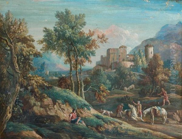 Paysage De La Venetie Avec Des Villageois En Chemin - view 1