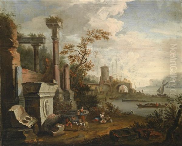 Sudlicher Seehafen Mit Romischen Ruinen - view 1