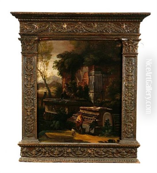 A Capriccio Landscape With Figures By A Ruin - view 1