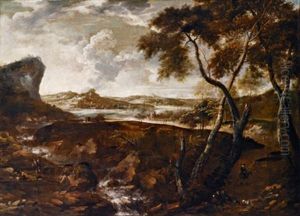 Landschaft Mit Einem Sturzbach - Paesaggio Con Cascata by Marco Ricci