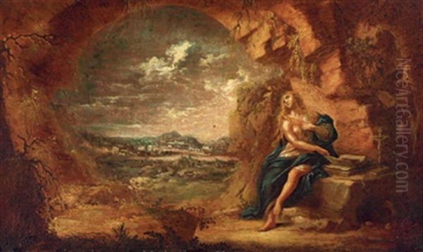 Die Busende Magdalena In Einer Felsgrotte, La Maddalena Penitente In Un Paesaggio - view 1