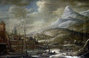 Paysage De Neige Avec Cavalier