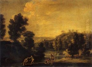 Paesaggio Fluviale Con Pescatori by Marco Ricci