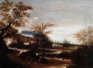Paesaggio Fluviale Con Viandanti E Lavandaia by Marco Ricci