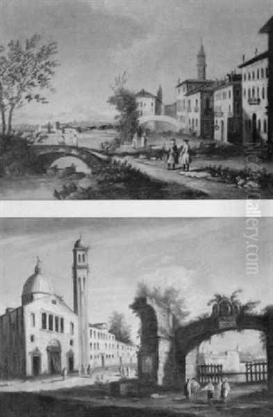 Paesaggio Marino Con Capriccio Architettonico E Figure - view 1