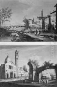 Paesaggio Marino Con Capriccio Architettonico E Figure by Marco Ricci