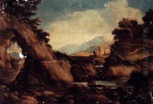 A Mountainous Landscape With A Waterfall by Marco Ricci