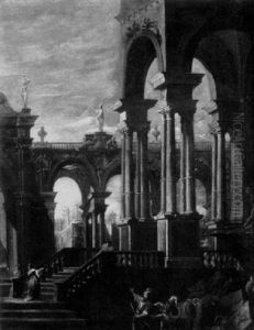 Figures Amongst Classical Architecture by Marco Ricci