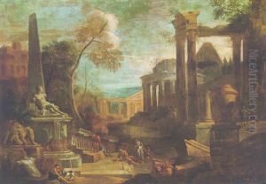Architectural Capriccio With Figures by Marco Ricci