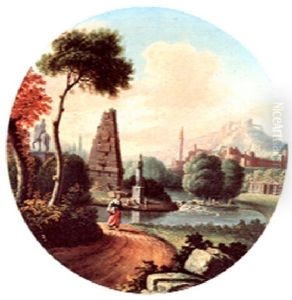 A Riverscape With Antique Ruins