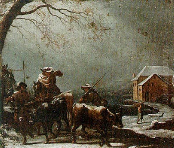 A Winter Landscape With A Traveller And Herdsmen In A Snowstorm - view 1