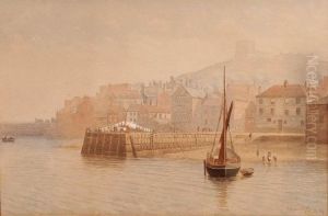 The Fish Pier, Whitby And The East Pier, Whitby by Eunice Ellenetta Booth