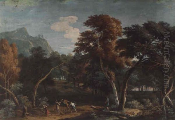 A Wooded Landscape With Peasants Killing A Snake - view 1